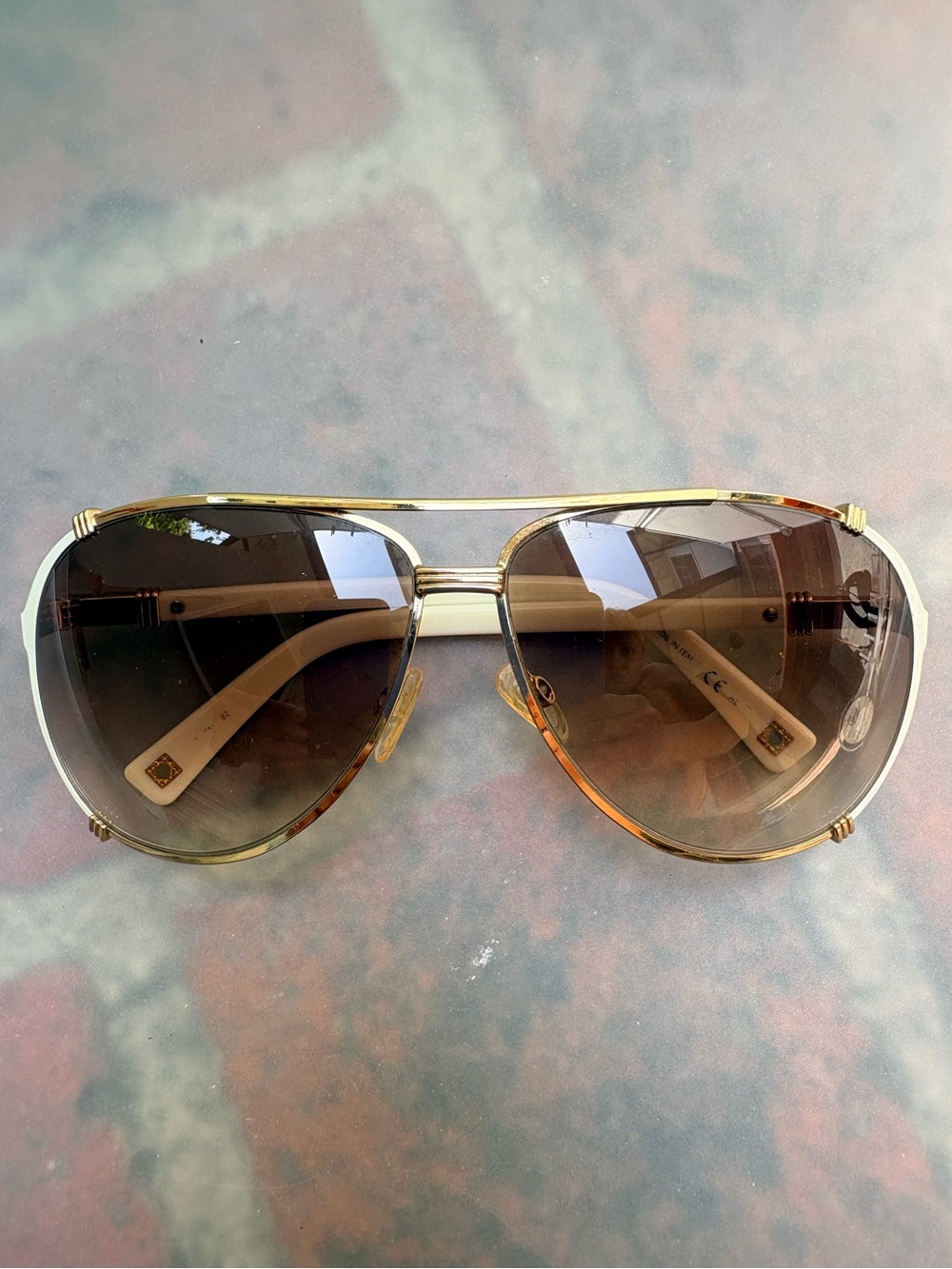 Christian Dior Aviator Sunglasses – White & Gold Gradient Lens | Made in Italy